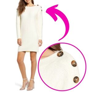 NEW Chriselle Lim Sawyer Sweater Dress Ivory XS
